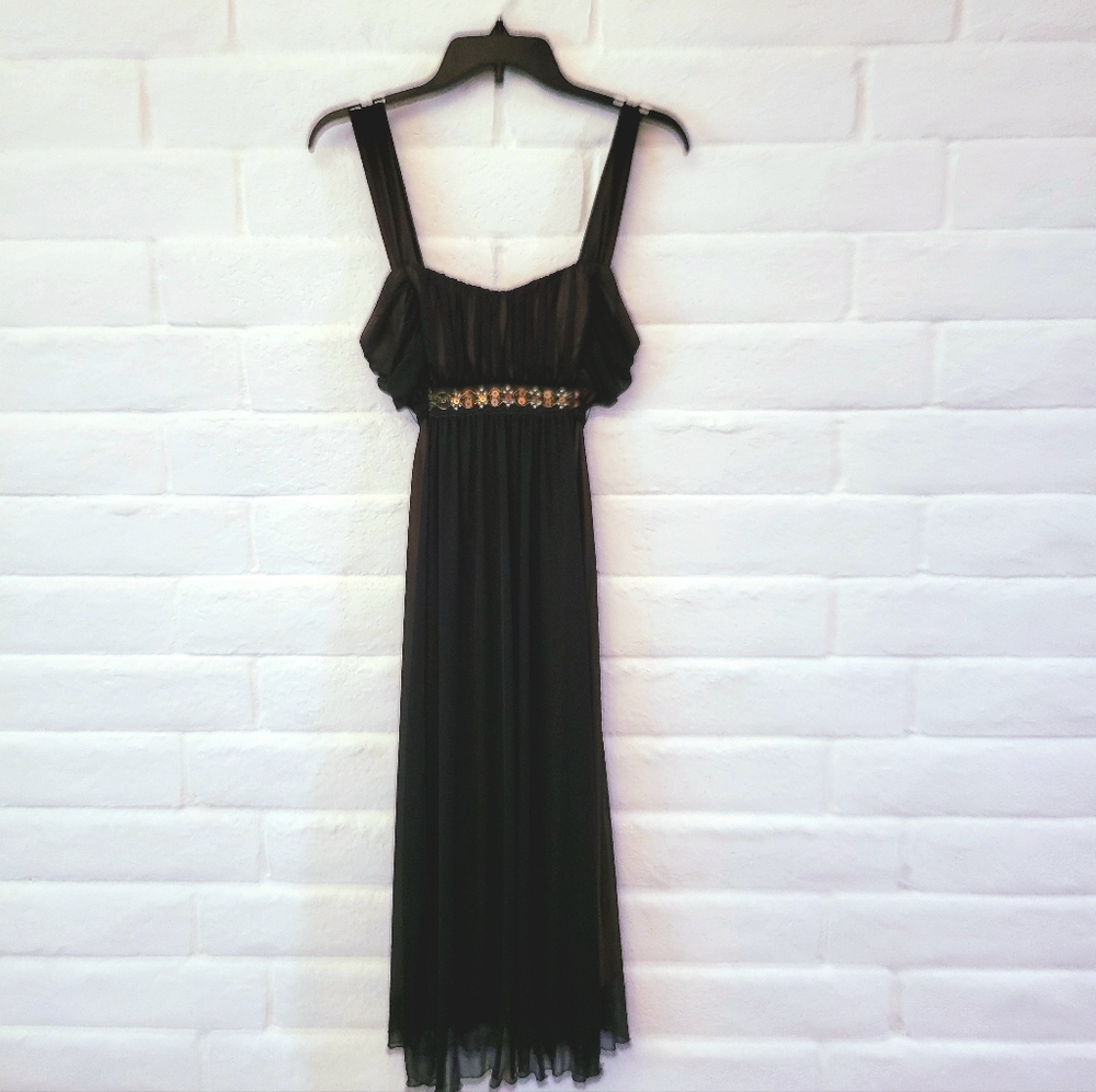 Connected Apparel Women's Black Midi Dress Size 6